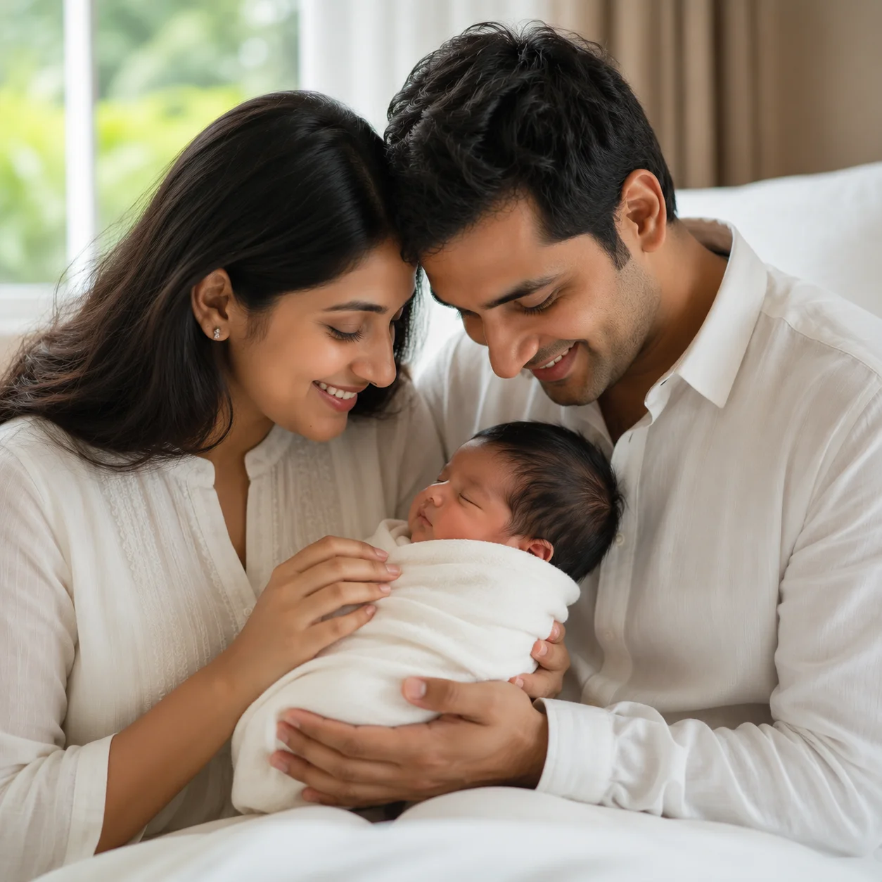 Happy family celebrating success after IVF fertility treatment